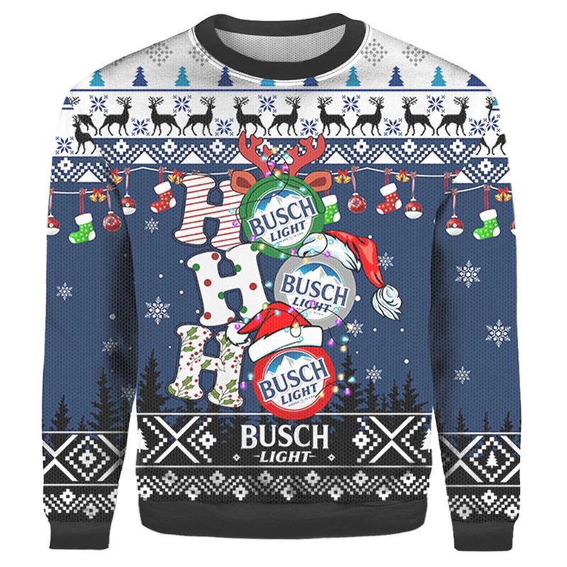 Busch Ugly Christmas Sweater May Your Christmas Knitted Sweater 2024, Beer Light Xmas, Beer Fan Gift Over Print Sweater