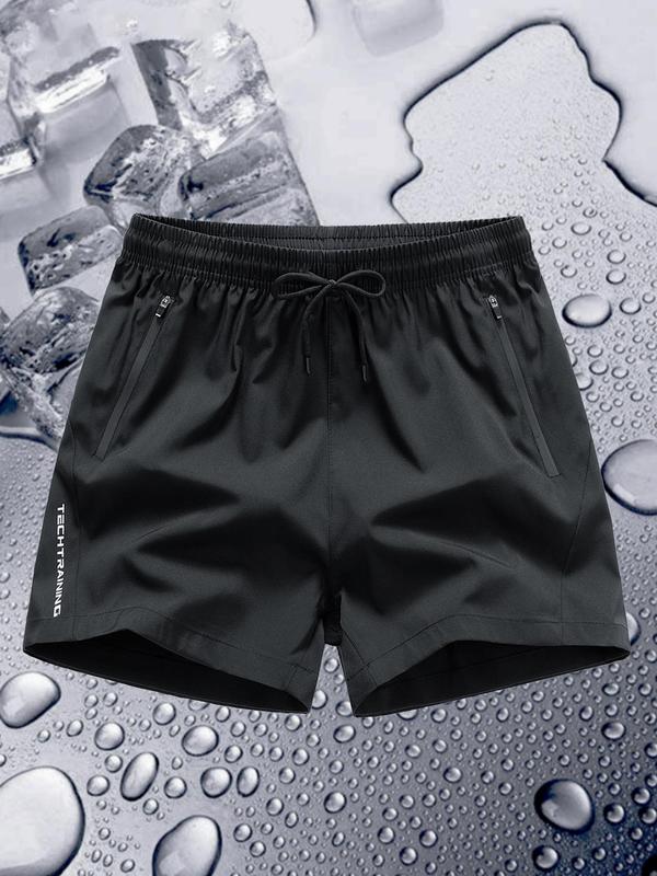 Men's Letter Print Drawstring Waist Shorts, Shorts for Men, Men's Street Wear Shorts, Regular Fit Casual Zipper Straight Leg Shorts for The Summer, Men's Bottoms for Daily Wear