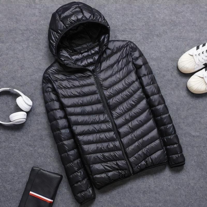 Men's Winter Down Coat Hooded Fashion Thin Cotton Coat Slim Fit Warm Outerwear Cropped Trendy Jacket - Tops, Menswear Long Sleeve, Christmas gift idea for him, son, boyfriend, brother, husband, father, dad, grandpa