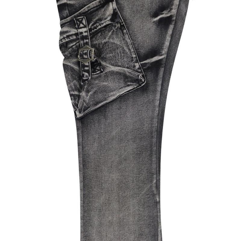 Cargo Shine Super Stacked Denim (Black Wash)