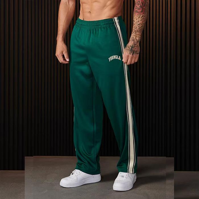 YOUNG LA new sports pants splicing printed mid-waist straight pants gym sports webbing casual pants men girl