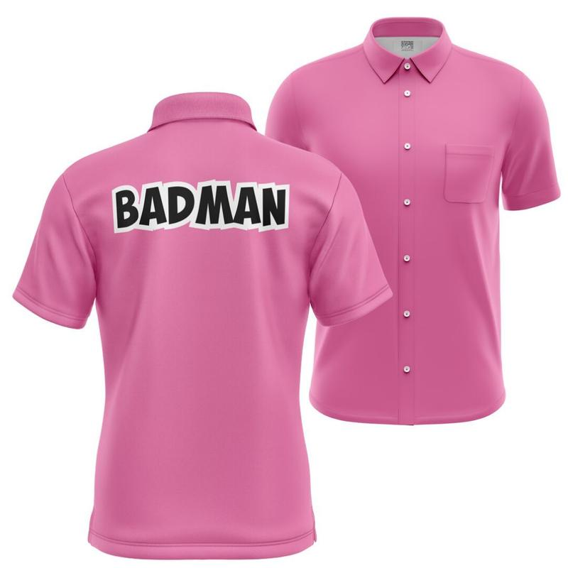 Vegeta Badman Pink Dragon Ball Z Pocket Button Up Shirt