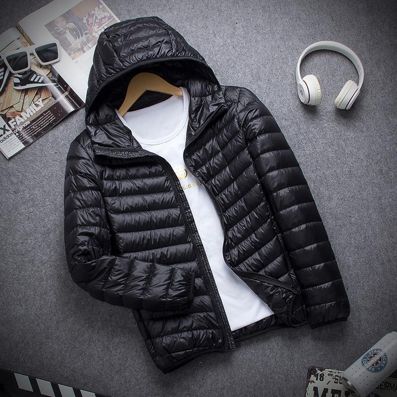 Men's Winter Down Coat Hooded Fashion Thin Cotton Coat Slim Fit Warm Outerwear Cropped Trendy Jacket - Tops, Menswear Long Sleeve, Christmas gift idea for him, son, boyfriend, brother, husband, father, dad, grandpa