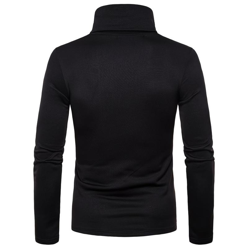 Men's Winter Warm Pullover, Turtleneck Slim Fit Stretch T-shirt, Solid Color Long-Sleeved Top Knitwear Menswear