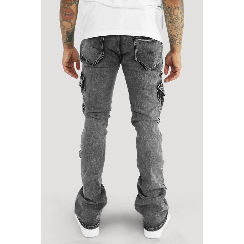 Cargo Shine Super Stacked Denim (Black Wash)