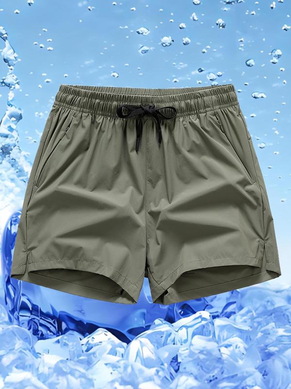 Men's Solid Drawstring Waist Shorts, Regular Fit Casual Pocket Track Shorts for Summer, Men's Bottoms for Daily Wear