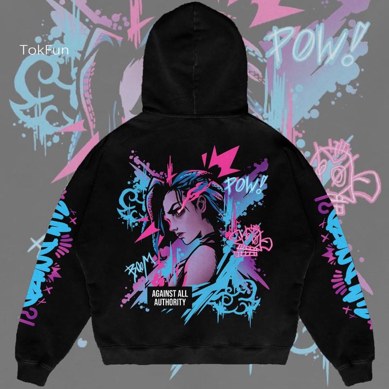 Arcane II Hoodie League of Legends Hoodie Long Sleeved Warm Pullover Top Harajuku Pullover TopsRegular Fit, Gaming Streetwear Sweatshirt, Gift for Arcane Lover, Jinx Hoodie, Vi Hoodie, Caitlyn Hoodie, Ekko Hoodie, Pitfighter Hoodie, Warwick Hoodie