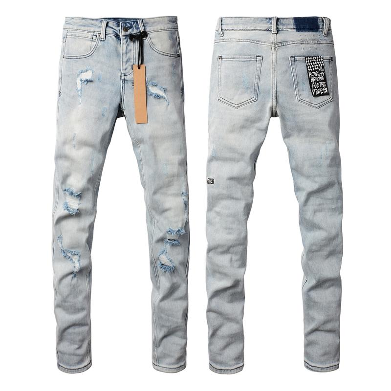 KSUBI brand Men's Jeans Casual Comfort Holes Fashionable Straight Skinny Slim Fit Jeans, Ripped Stretch Jeans Denim Pants