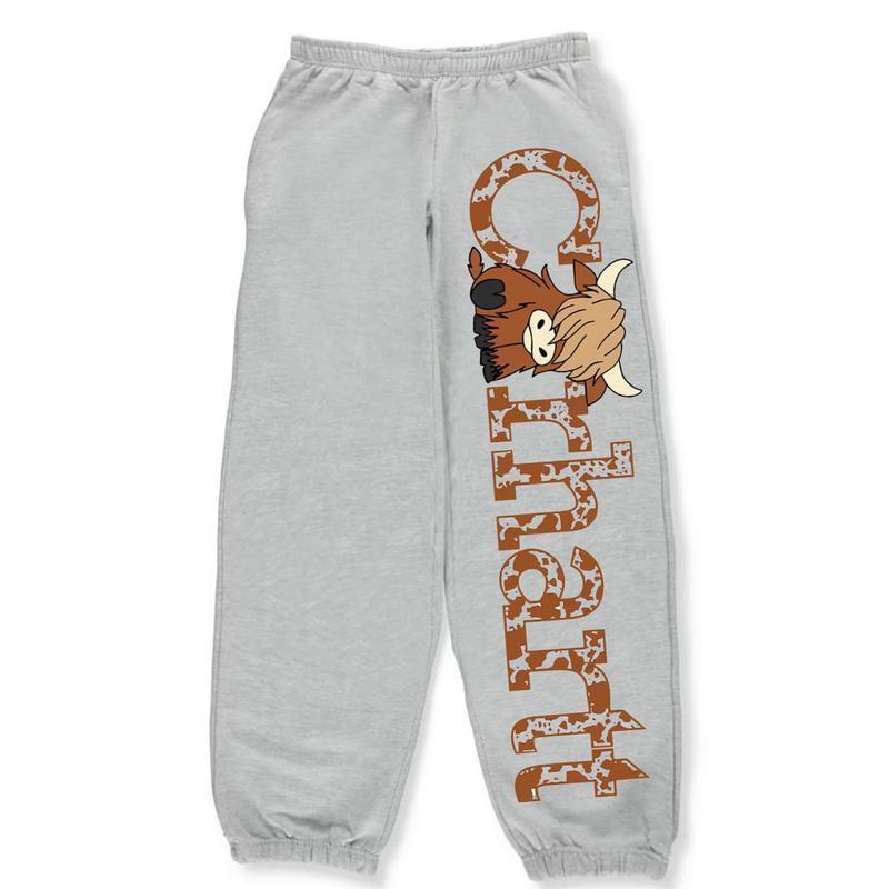 Vintage Halloween Highland Cow Corhartt Unisex Sweatpants, Fall Season Trouser, Jogger for Men, Women, Hip-hop Style Pants, Fall Outfit