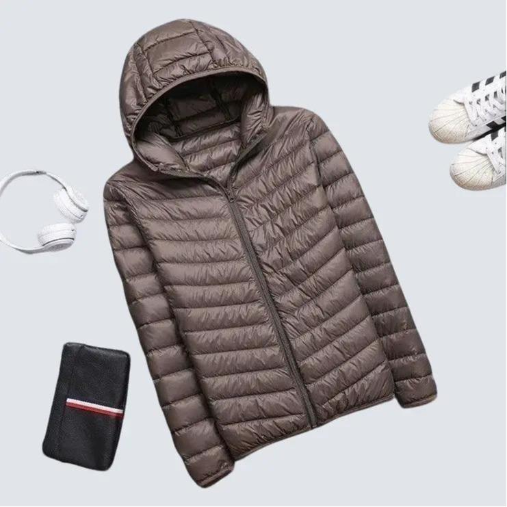 Men's Winter Down Coat Hooded Fashion Thin Cotton Coat Slim Fit Warm Outerwear Cropped Trendy Jacket - Tops, Menswear Long Sleeve, Christmas gift idea for him, son, boyfriend, brother, husband, father, dad, grandpa