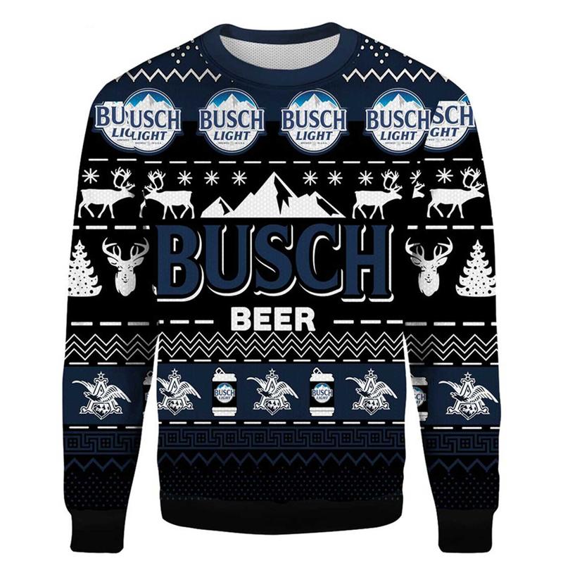 Busch Ugly Christmas Sweater May Your Christmas Knitted Sweater 2024, Beer Light Xmas, Beer Fan Gift Over Print Sweater