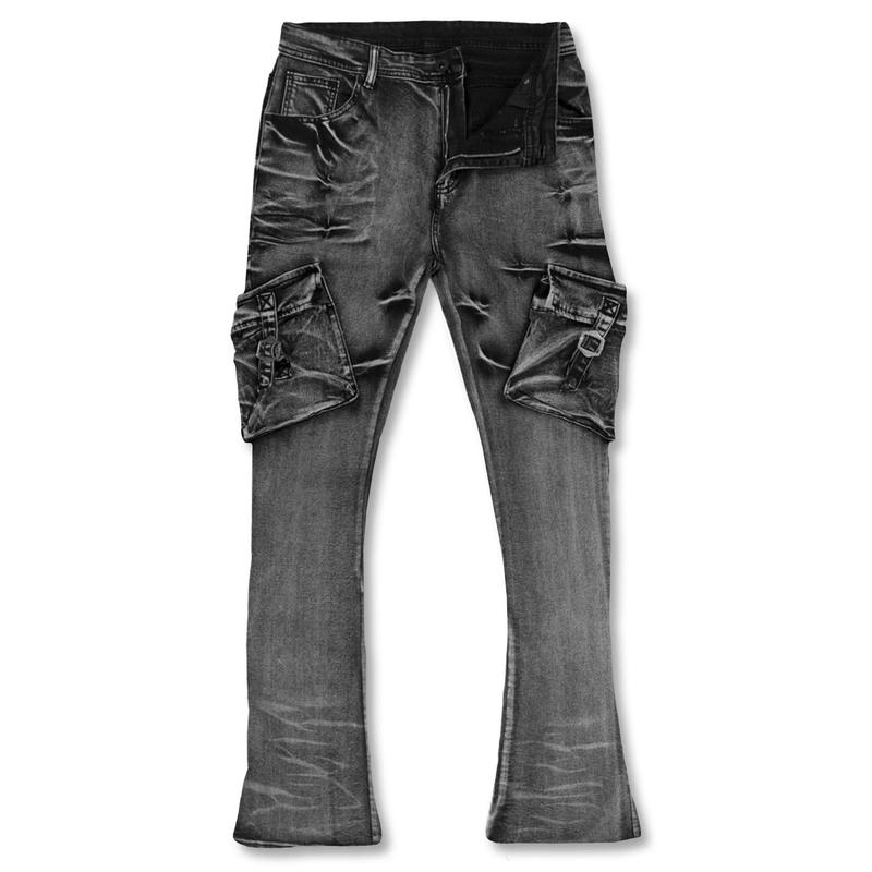 Cargo Shine Super Stacked Denim (Black Wash)