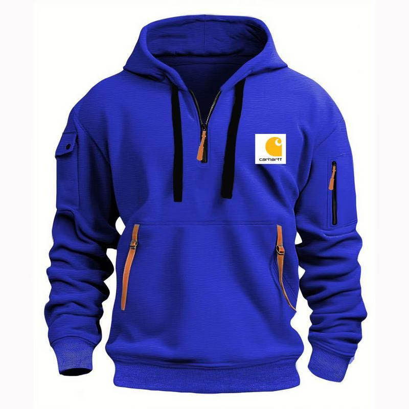 2024 Spring and Autumn Men's Half Zipper Fashion Style New Men's Loose Long Sleeve Hoodies Sweatshirts Large Size Tops