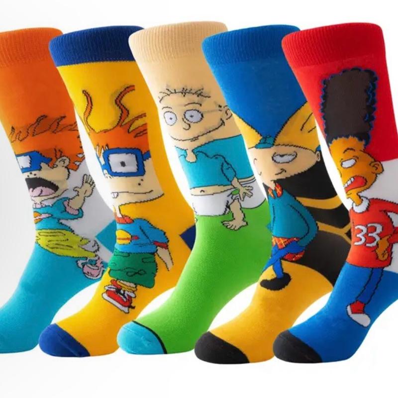 90’s Variety Novelty Cartoon Cotton Crew Socks Stylish Soft athletic sock comfortable sport high sock