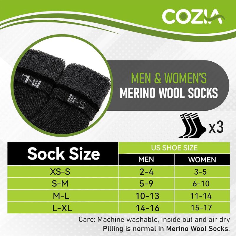 Merino Wool Socks Casual Warm Socks for Winter Cozy Boot Socks for Men & Women COZIA