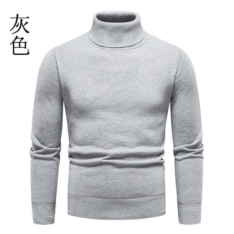 Autumn and Winter New Men's Sweater Turtleneck Sweater Solid Color plus Size Slim Fit Sweater Men's Sweater Bottoming Shirt