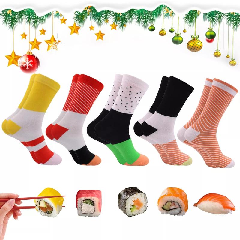 Sushi Socks, 3-5 Pairs Fun Socks, Unique Novelty Funny Socks for Men and Women, Sushi Lovers, Birthday, Thanksgiving Christmas Gift Idea Menswear