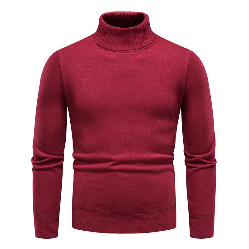 Autumn and Winter New Men's Sweater Turtleneck Sweater Solid Color plus Size Slim Fit Sweater Men's Sweater Bottoming Shirt