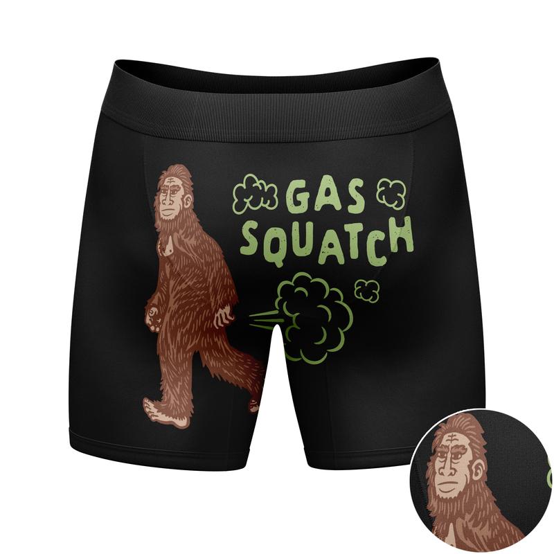 Mens Gas Squatch Boxer Briefs Funny BigFoot Sasquatch Fart Joke Novelty Underwear Dad Funny Graphic Boxers Dad Joke  Funny Sarcastic  Mens Novelty Boxer Briefs Gas