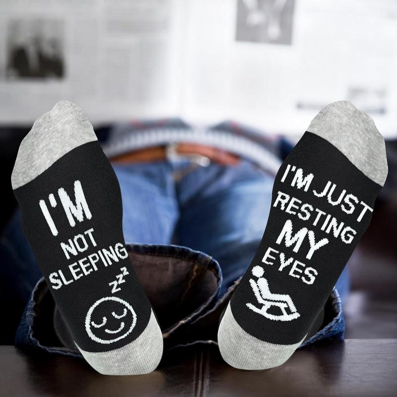 Birthday Gifts for Dad Funny Socks,Christmas Gifts for Men Grandpa Im Not Sleeping Im Just Resting My Eyes Socks