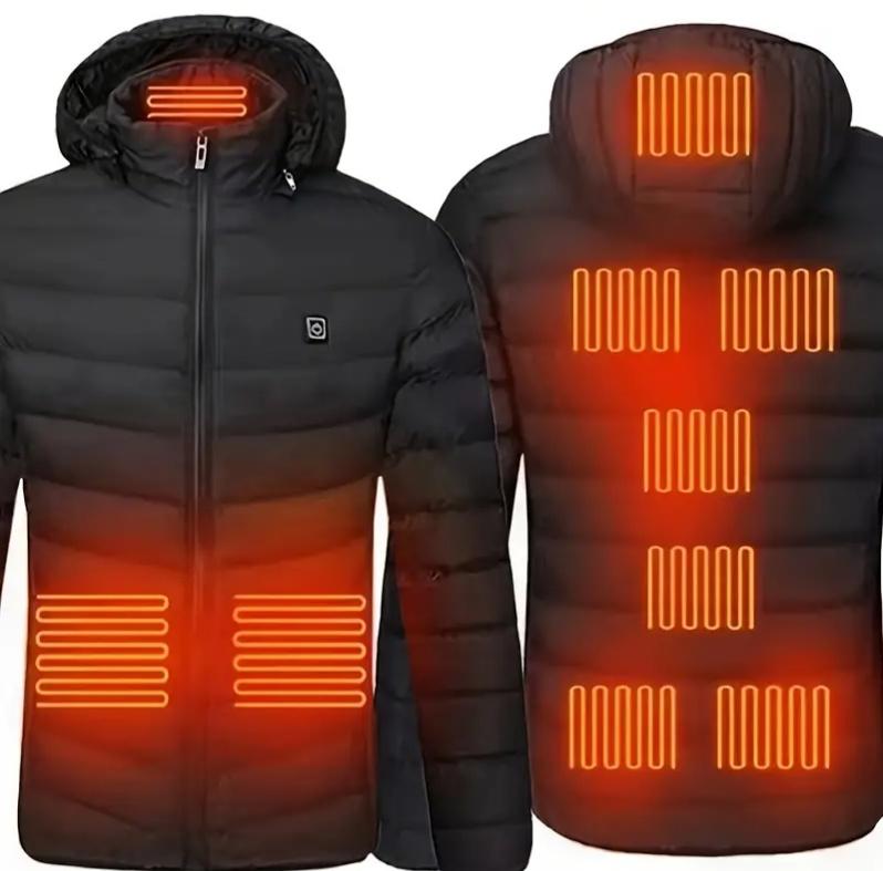 Outdoor USB Heated Jacket with Removable Hood - Unisex, Waterproof, and Perfect for Cold Weather Activities Men's Mountain Menswear Coats