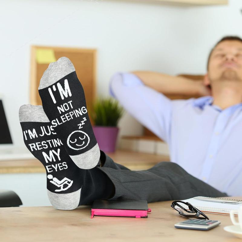 Birthday Gifts for Dad Funny Socks,Christmas Gifts for Men Grandpa Im Not Sleeping Im Just Resting My Eyes Socks