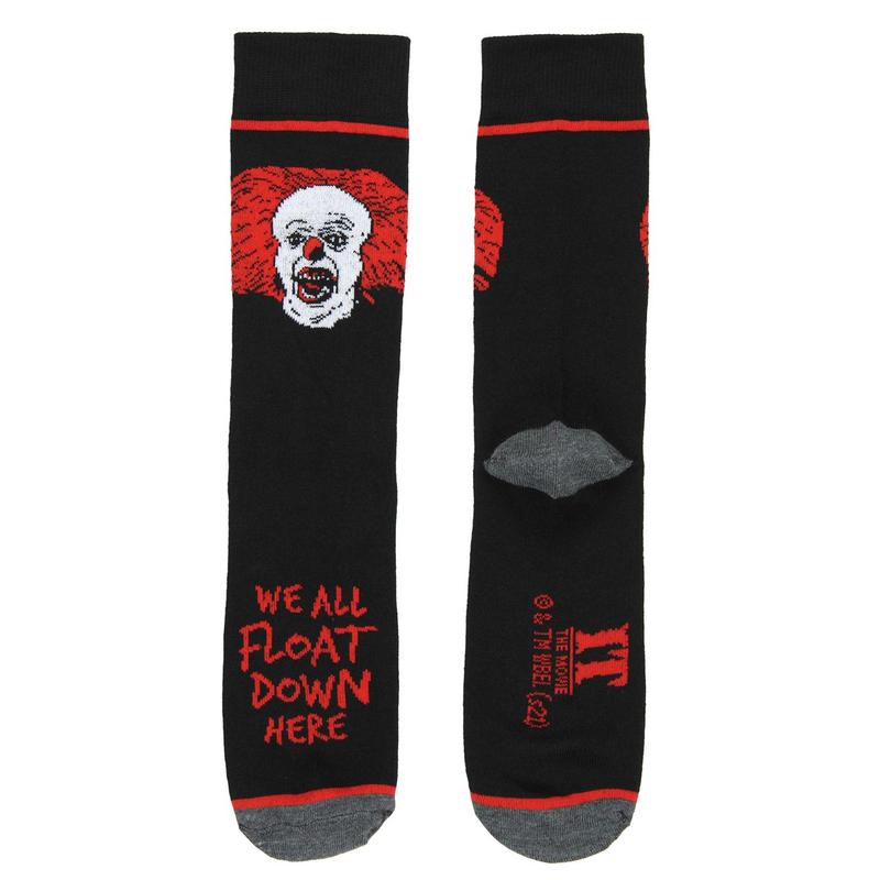 Stephen King's IT The Movie Pennywise The Clown We All Float Down Here 2 Pack Athletic Crew Socks