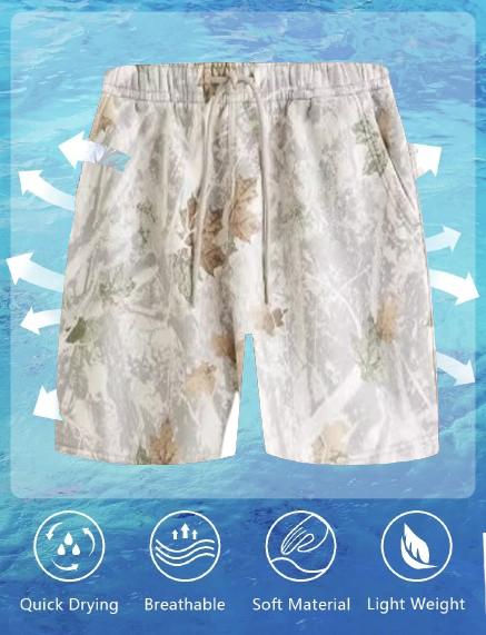 Mens Camo Shorts，Fit All Over Print Drawstring Waist Track Shorts,  Casual Comfy Breathable Hollow Out Shorts for Summer for Daily Wear