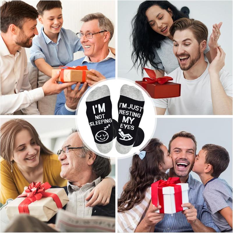 Birthday Gifts for Dad Funny Socks,Christmas Gifts for Men Grandpa Im Not Sleeping Im Just Resting My Eyes Socks