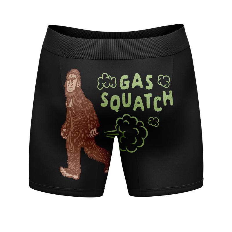 Mens Gas Squatch Boxer Briefs Funny BigFoot Sasquatch Fart Joke Novelty Underwear Dad Funny Graphic Boxers Dad Joke  Funny Sarcastic  Mens Novelty Boxer Briefs Gas