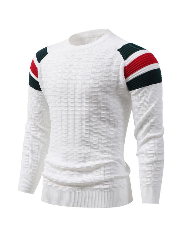 Men's Colorblock Raglan Sleeve Crew Neck Sweater, Casual Regular Fit Long Sleeve Jumper for Fall & Winter, Fashion Men's Knitwear for Daily Wear