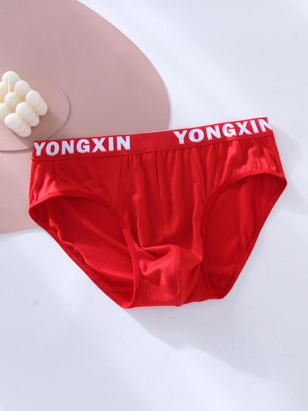 Men's Letter Tape Waist Brief, Soft Breathable Comfy Underwear for Daily Wear, Casual Men's Underwear for All Seasons