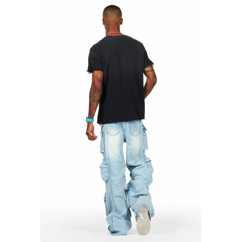 Mahesh Blue Baggy Cargo Jean