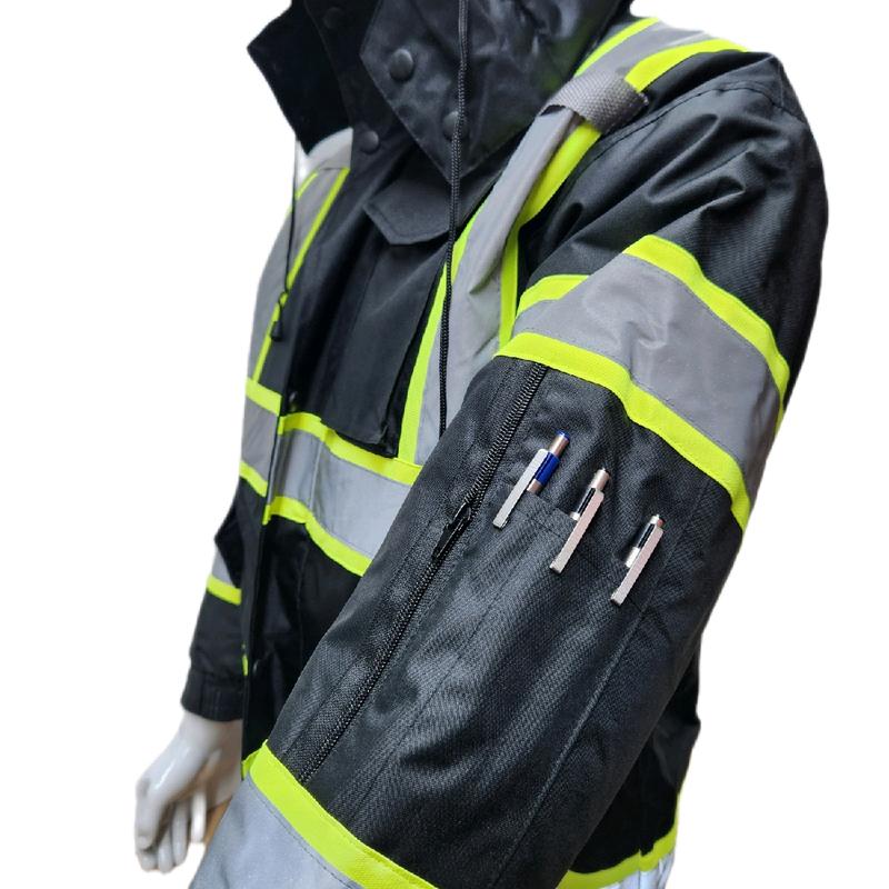 High Visibility Reflective Black Safety Bomber Rain Jacket, with Sherpa Insulation to keep you warm (PLEASE NOTE - JACKETS RUN SMALL)