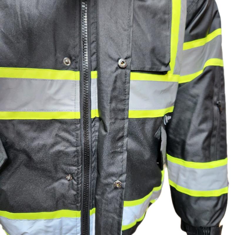 High Visibility Reflective Black Safety Bomber Rain Jacket, with Sherpa Insulation to keep you warm (PLEASE NOTE - JACKETS RUN SMALL)