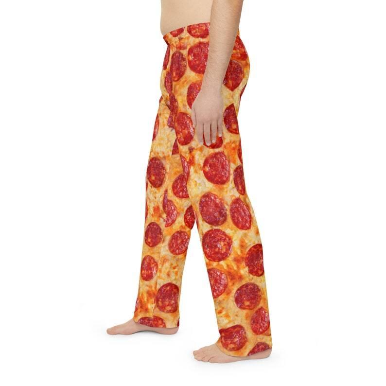 Men's Pajama Pants pepperoni pizza, funny men pj pants, novelty gift man, gift for dad, pizza lovers