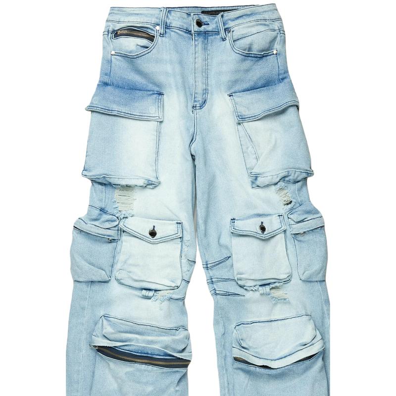 Mahesh Blue Baggy Cargo Jean