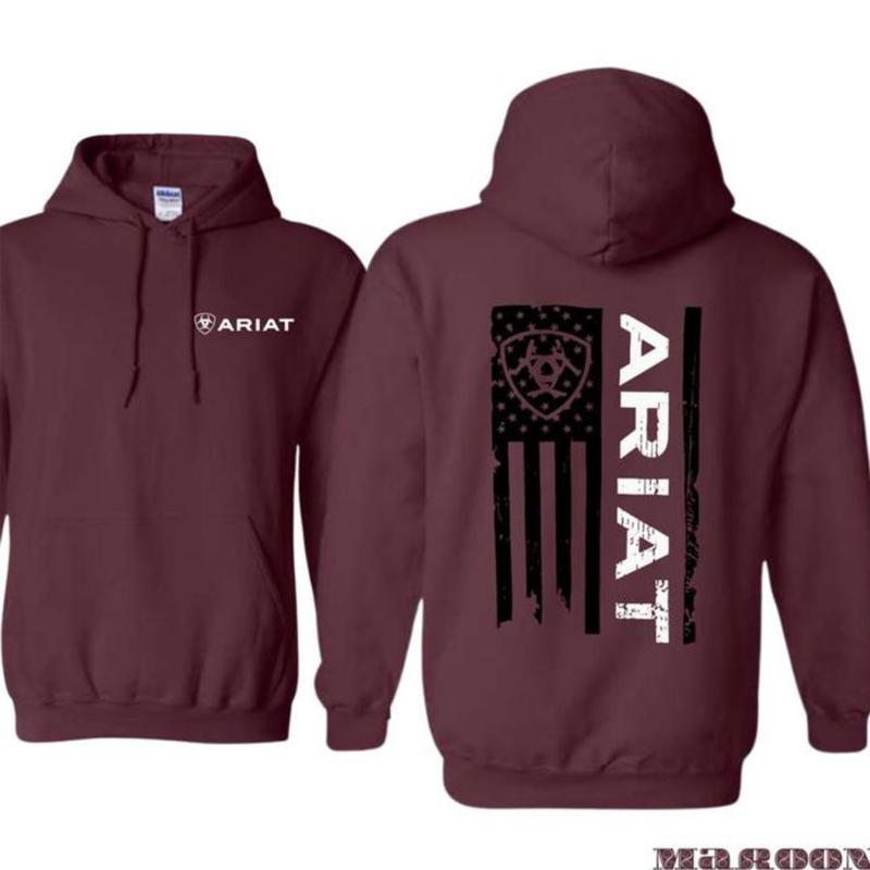 Ariat Hoodie - Classic American Flag Design with Bold Ariat Men Logo, Perfect for Western Lifestyle Enthusiasts, Comfortable Unisex Hoodie for Patriotic Style and Everyday Wear Menswear Sweaters Branding