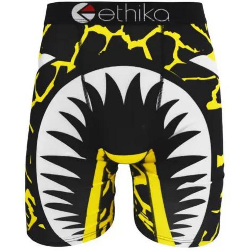 ETHIKA Sexy Men Underwear Boxers Fashion Shark Print Underpants Breathable Panties Lingerie Plus Size Boxer Briefs Trunks 3Pcs Boys' Lightweight