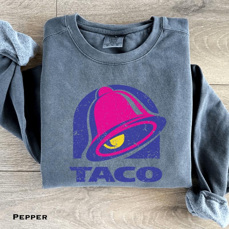 Classic Vintage Taco Bell Sweatshirt - Perfect Taco Lover Gift Idea Foodie Crewneck Trendy Oversized Sweatshirt, Shirt For Men, Women