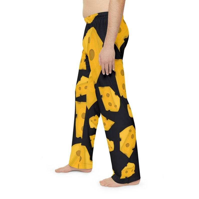 Men's funny cheese Pajama Pants , cheese lover pj pants, food novelty lounge pants men, humor gift for dad, summer sleepwear