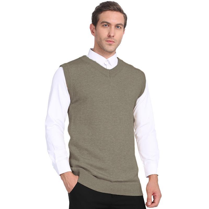 Mens V Neck Sleeveless Sweater Vest，Elegant Basic Slim Fit Knit Pullover Vest  for Formal Occasions