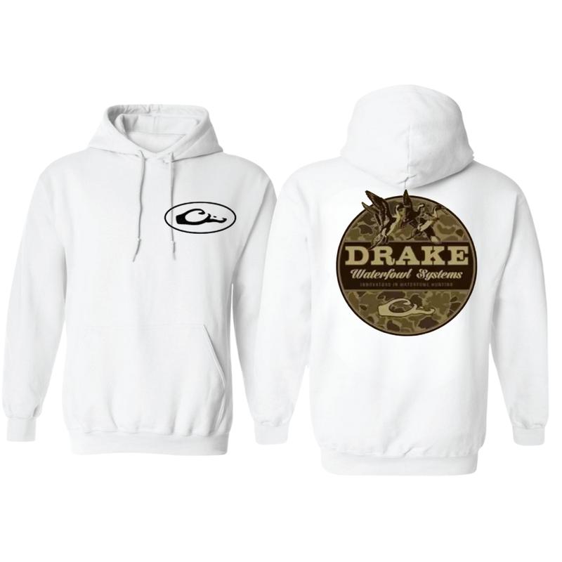 Drake Waterfowl Systems Graphic 2 Sides Hoodie Sweatshirt T-Shirt, Hunting Dog Shirt, Hunting Season Casual Unisex Shirts, Funny Shirt, Hoodie For Men, Women, Full Color Classic Camo Country Boys Clothing Menswear Womenswear Tops Sweaters hoodies for guys