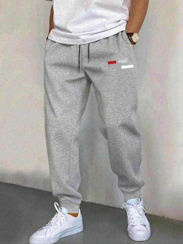  Letter Graphic Print Drawstring Waist Sweatpants, Casual Pocket Jogger Pants for Men, Men's Trousers for Fall & Winter