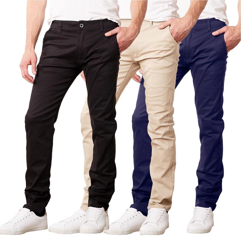 3-Pack Men's Slim Fit Cotton Stretch Classic Chino Pants (Sizes, 30-40)