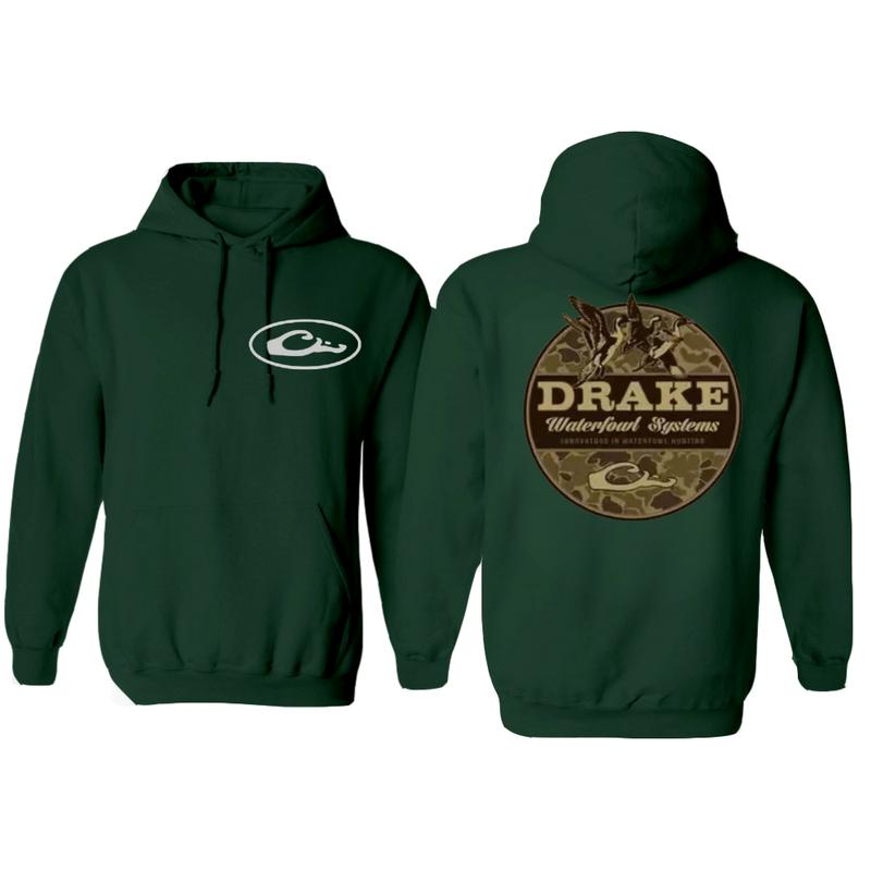 Drake Waterfowl Systems Graphic 2 Sides Hoodie Sweatshirt T-Shirt, Hunting Dog Shirt, Hunting Season Casual Unisex Shirts, Funny Shirt, Hoodie For Men, Women, Full Color Classic Camo Country Boys Clothing Menswear Womenswear Tops Sweaters hoodies for guys