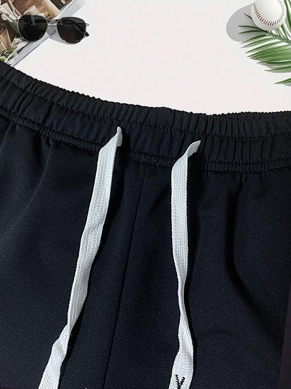 Men's Cross Print Drawstring Waist Shorts, Loose Casual Pocket Shorts, Fashion Men's Summer Bottoms for Daily Wear