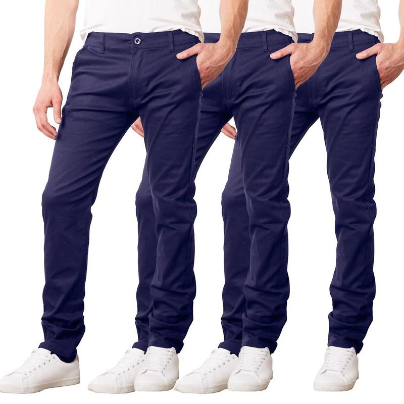 3-Pack Men's Slim Fit Cotton Stretch Classic Chino Pants (Sizes, 30-40)