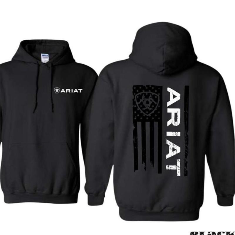 Ariat Hoodie - Classic American Flag Design with Bold Ariat Men Logo, Perfect for Western Lifestyle Enthusiasts, Comfortable Unisex Hoodie for Patriotic Style and Everyday Wear Menswear Sweaters Branding