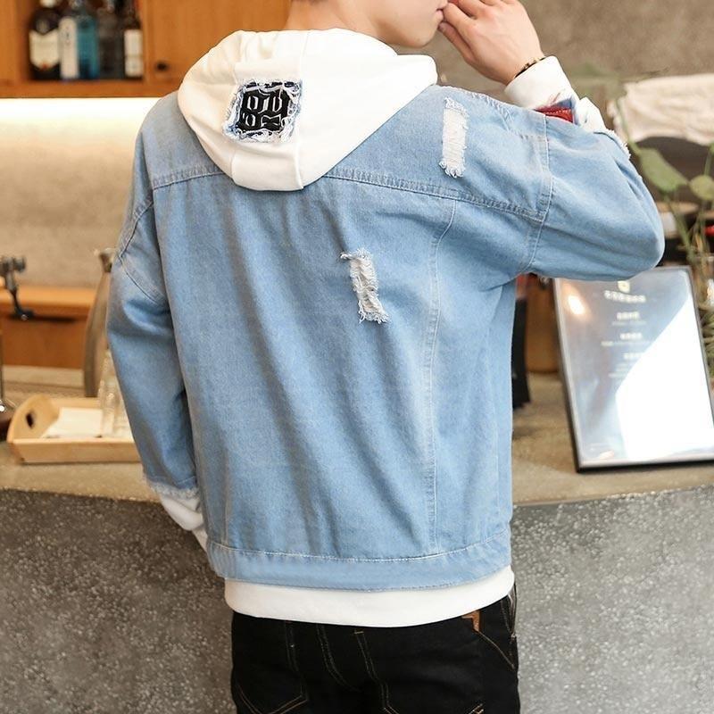 Men's Hooded Denim Streetwear Jeans Jacket